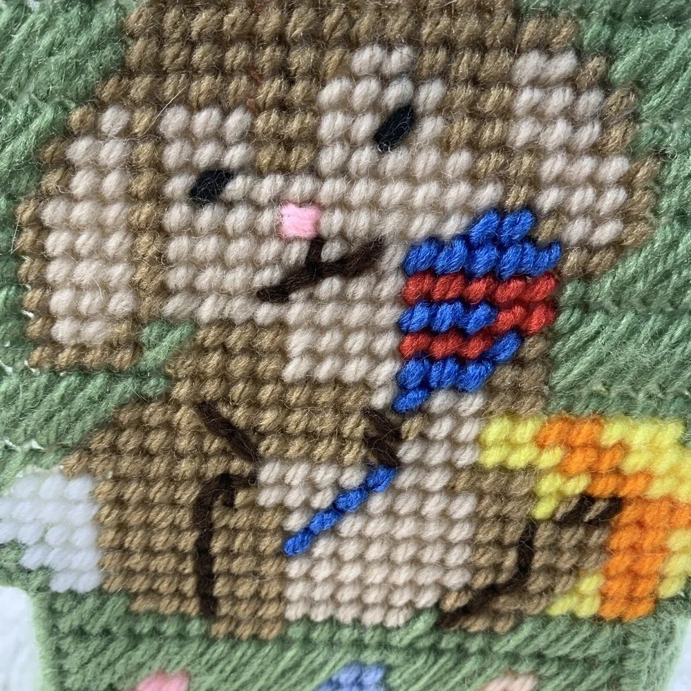 Easter Bunny‎ Vintage Hand Made Finished Plastic Canvas 6.5